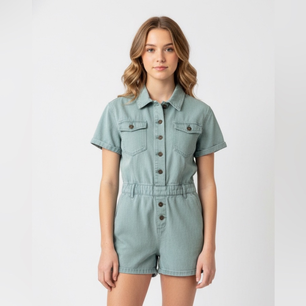WOMEN’s LIONESS PISTACHIO GREEN SHORTS ROMPER/JUMPSUIT SAGE‎ PASTEL RESORT-WEAR